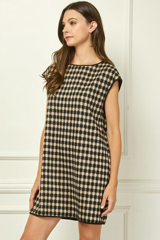 Fall Checkered Belted Dress