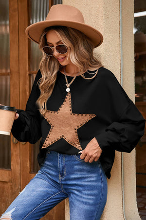 Studded Star Graphic Oversized Sweater