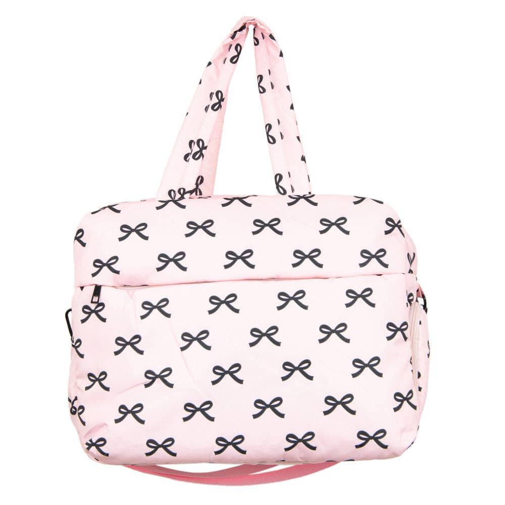 Mini Bows Duffel Weekender: Light Pink