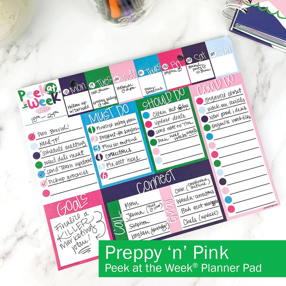 Peek at the Week® Weekly Planner Pad | Preppy 'n' Pink