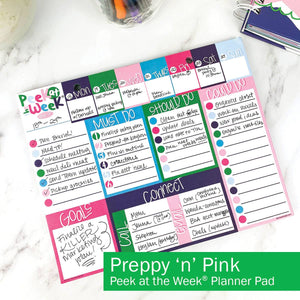 Peek at the Week® Weekly Planner Pad | Preppy 'n' Pink