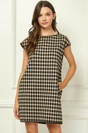 Fall Checkered Belted Dress