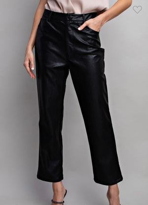 CoCo Faux Leather Pants-Black