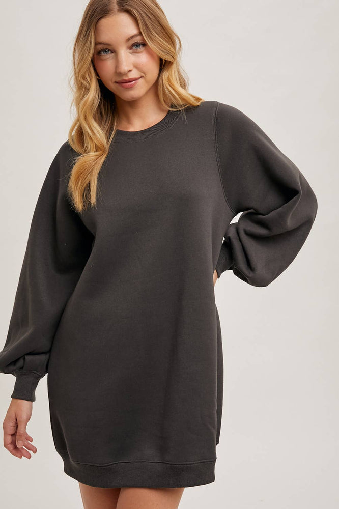 Bubble Sleeved Sweatshirt Dress