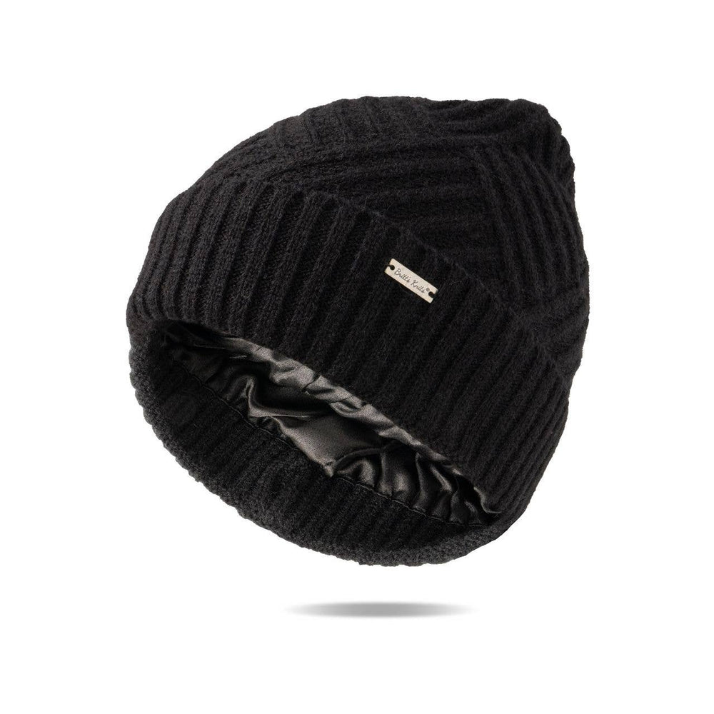 Satin Lined Beanie - Black