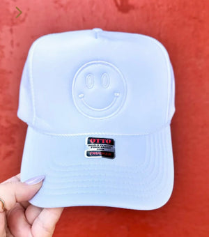 White Smiley Trucker Hat