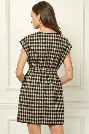 Fall Checkered Belted Dress