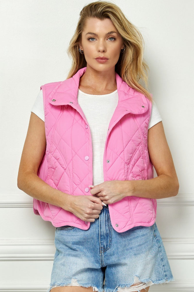Quilted Vest-Pink
