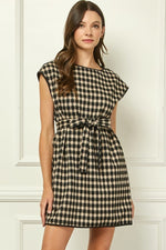 Fall Checkered Belted Dress