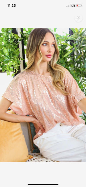 Blitzin Sequin Top-Rose Gold