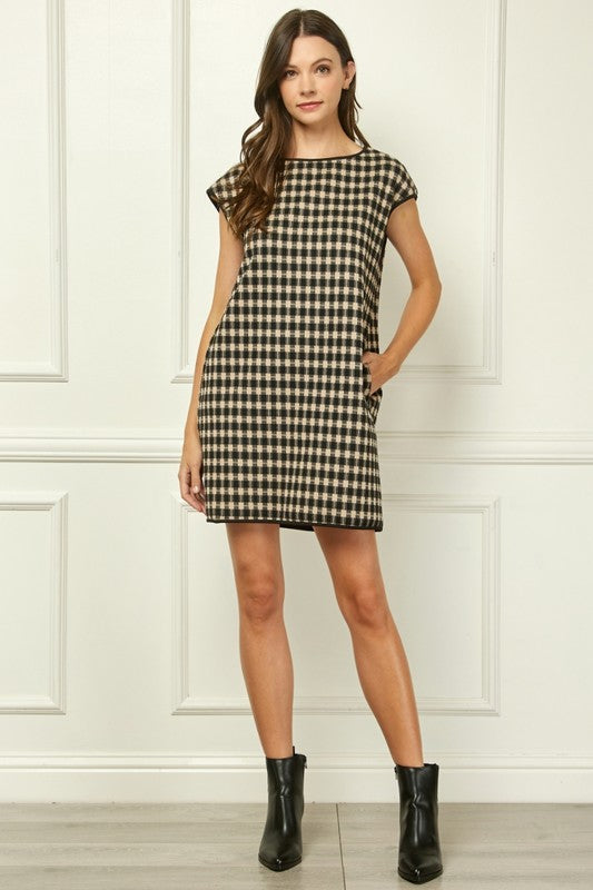 Fall Checkered Belted Dress