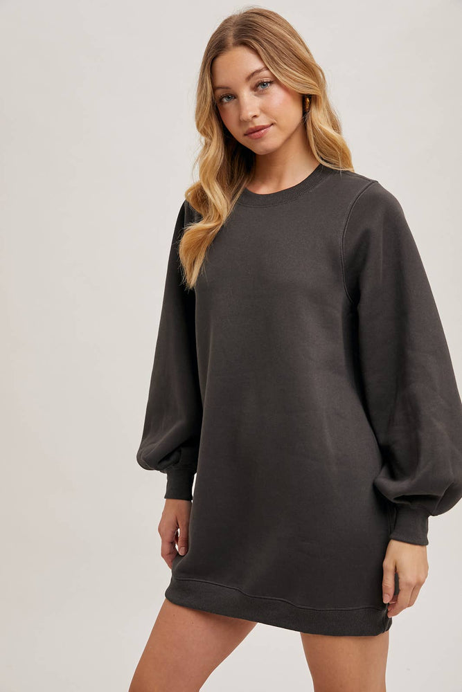 Bubble Sleeved Sweatshirt Dress