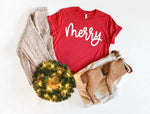 Merry - Red & White Christmas Tee