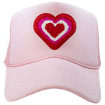 Heart Stack Chenille Patch Valentine's Day Foam Trucker Hat: Light Pink