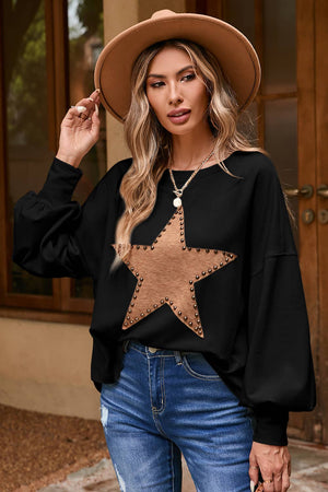 Studded Star Graphic Oversized Sweater