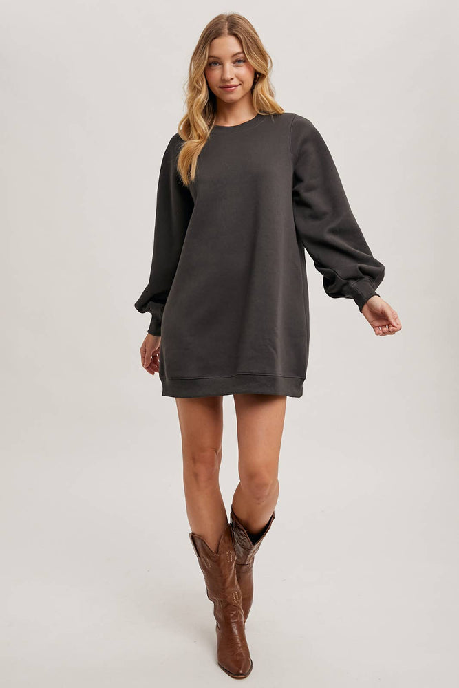 Bubble Sleeved Sweatshirt Dress