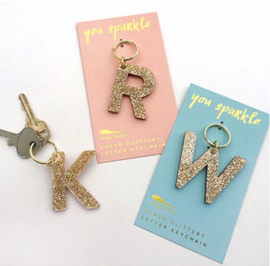New Acrylic Letter Keychains 26 Glitter English Alphabet Tassels