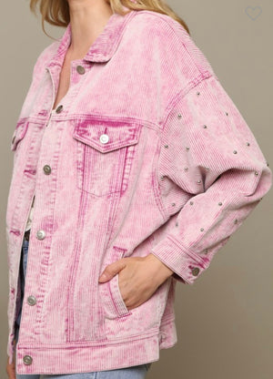 Studded Shacket-Pink