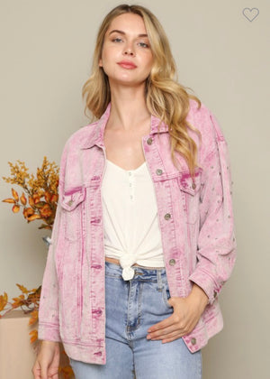 Studded Shacket-Pink