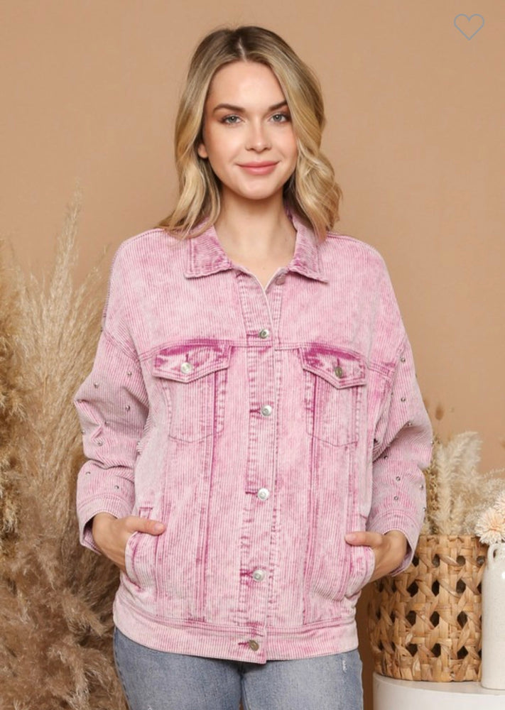 Studded Shacket-Pink