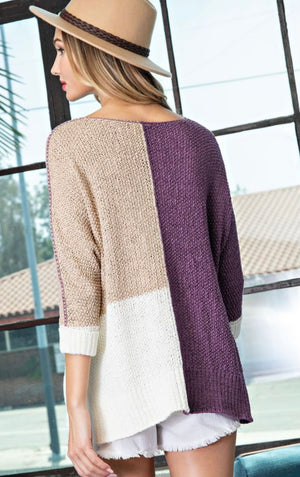 Purple Haze Color Block Sweater